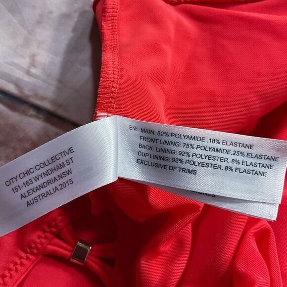 City Chic Womens Swimsuit sz 16 new nwt Tigerlilly Red Gidget OnePiece High Leg - Picture 11 of 12